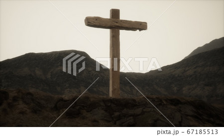 wooden Crucifix cross at mountain wooden Crucifix cross at mountain 67185513