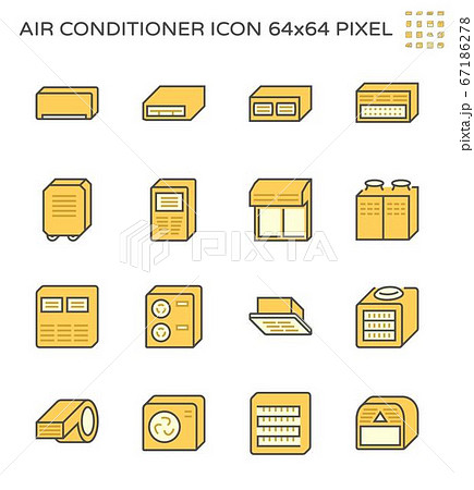 Air conditioner and air compressor vector icon set 67186278