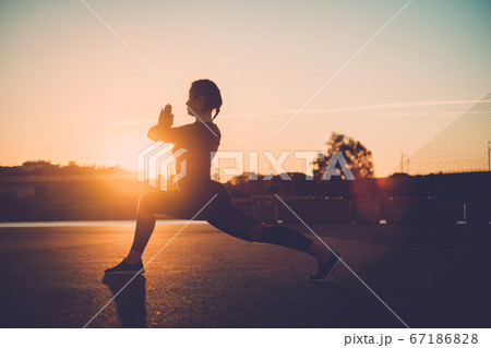 Beautiful Woman Doing Stretch Exercise. 67186828