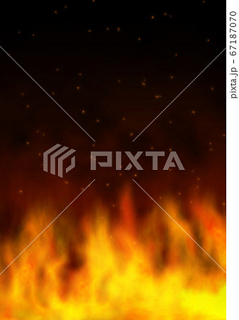 火の粉を舞い散らして燃える真っ赤な炎の背景素材のイラスト素材