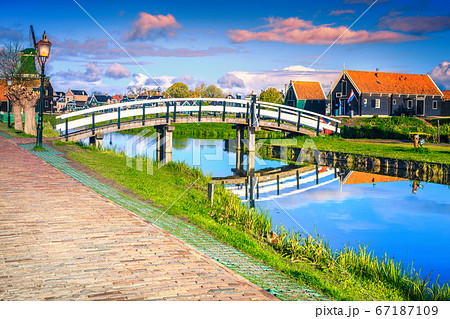 Gorgeous touristic village Zaanse Schans near Amsterdam, Netherlands, Europe Gorgeous touristic village Zaanse Schans near Amsterdam, Netherlands, Europe 67187109