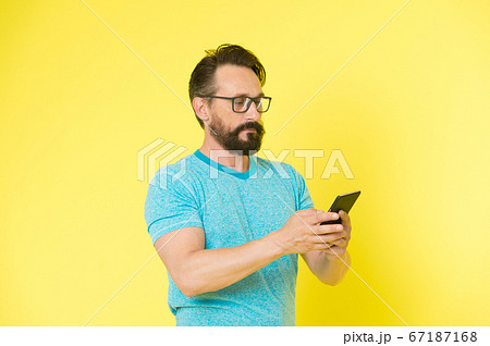 Facial care. Bearded man. brutal caucasian hipster Facial care. Bearded man. brutal caucasian hipster 67187168