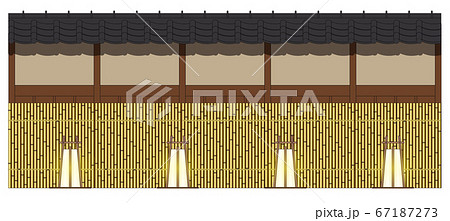 犬矢来のある和風板壁と置き行灯 犬矢来のある和風板壁と置き行灯 67187273