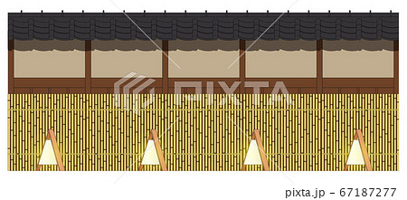 犬矢来のある和風板壁と置き行灯 犬矢来のある和風板壁と置き行灯 67187277