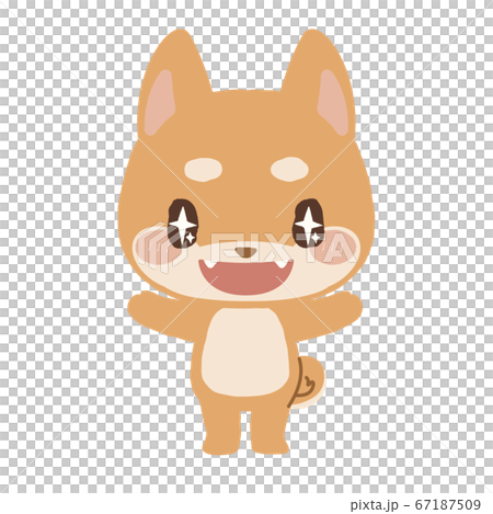 目を輝かせている柴犬くんのイラスト素材
