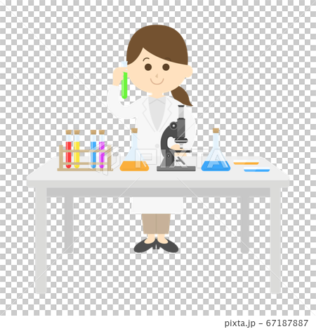 一位女科學家實驗的插圖 67187887