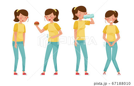 Female Character with Symptoms of Diabetes Vector Illustrations Set Female Character with Symptoms of Diabetes Vector Illustrations Set 67188010