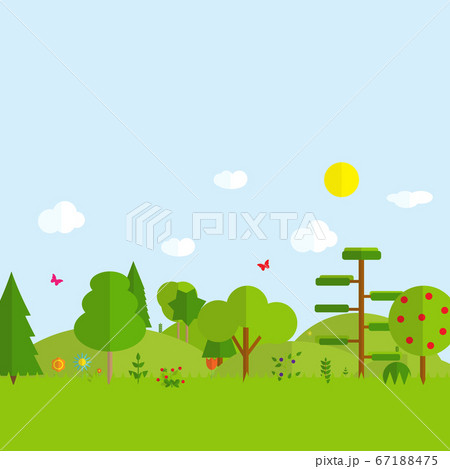 Flat cartoon style illustration nature landscape Flat cartoon style illustration nature landscape 67188475