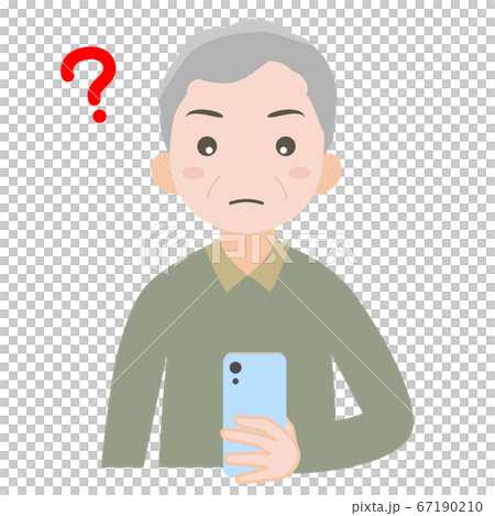 スマホを見て疑問を感じている男性 67190210