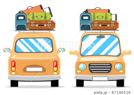 Set of cars with luggage on the roof 67190516