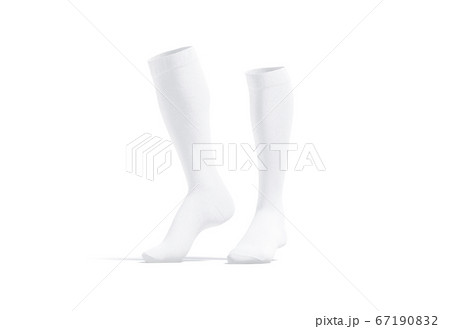 Blank white pair soccer socks toe mockup, half-turned view 67190832