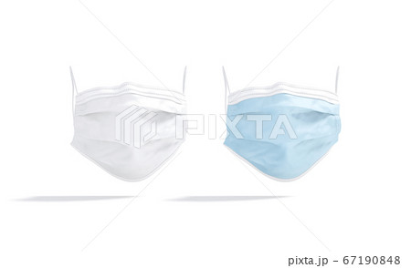 Blank blue and white medical protection mask mockup, no gravity 67190848