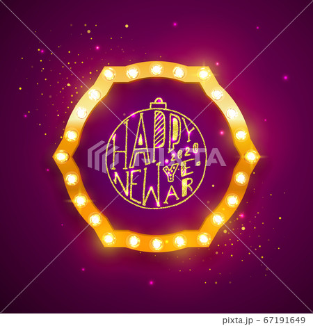 Happy new year. Gold text in a retro frame on Happy new year. Gold text in a retro frame on 67191649
