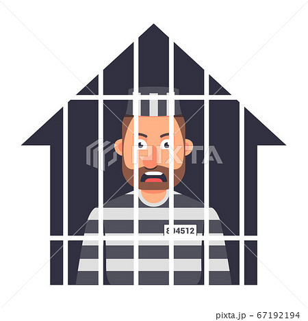 house arrest of the criminal. court decision. flat vector illustration. house arrest of the criminal. court decision. flat vector illustration. 67192194