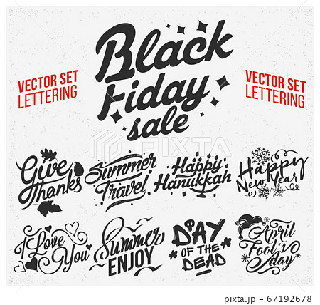 Vector set of holidays lettering. Holiday text lettering for invitation and greeting card 67192678