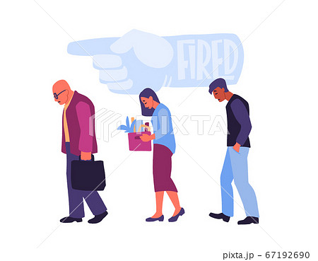 Dismissed employees. Fired sad cartoon... - Stock Illustration [67192690] -  PIXTA