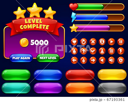 Level Games UI stock vector. Illustration of complete - 121451123