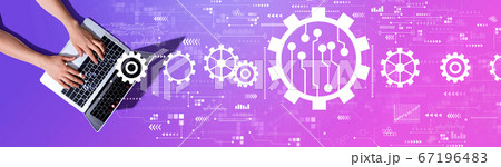 Automation concept with woman using a laptop 67196483