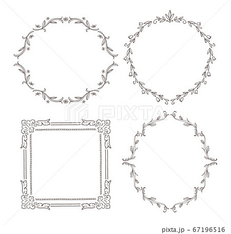 アンティークペン画手描きフレーム2のイラスト素材