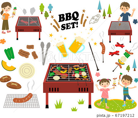 バーベキューセットのイラスト素材