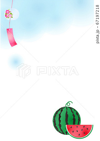 すいかと風鈴_暑中見舞い 67197218