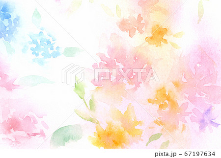 幻想的な花の背景 はがきサイズ 水彩イラストのイラスト素材