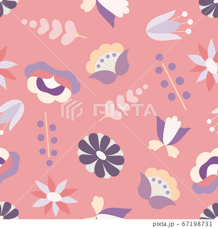 フラワーシームレスパターンのイラスト 北欧風デザインの花 のイラスト素材