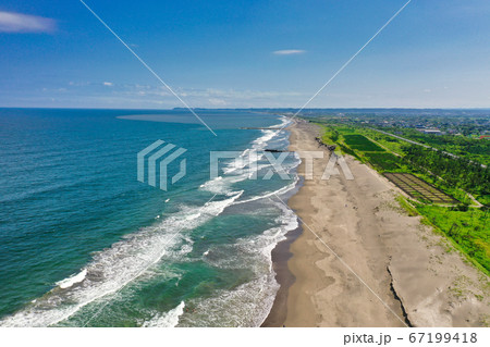 上空から見る九十九里浜　中里海水浴場付近 67199418