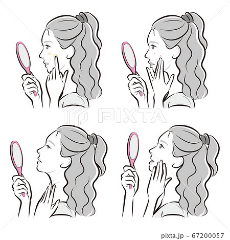 スキンケアをしている女性のイラスト 67200057
