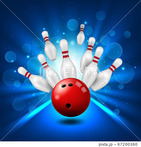 Bowling Alley Skittles And Ball In Ninepin Strikeのイラスト素材