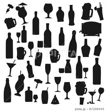 Drinks black vector silhouettes, beverages set 67200445