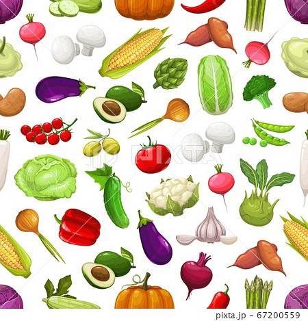 Farm vegetables and greenery seamless pattern Farm vegetables and greenery seamless pattern 67200559