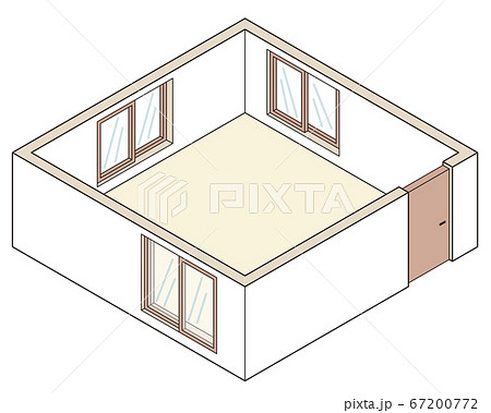 窓と扉が閉まった何も無い部屋 密室空間のイラスト素材