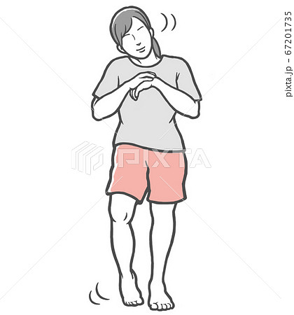 手首 足首 回し 準備体操 若い女性 裸足のイラスト素材