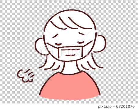 ため息をつくマスク姿の若い女性 67201876