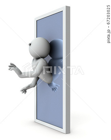 魔法の鏡 鏡に取り込まれ同化する 3dイラスト のイラスト素材