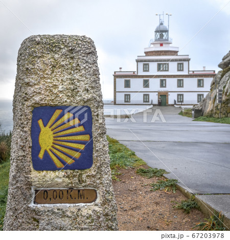 Sign of the Camino de Santiago and Finisterre 67203978