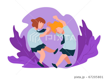 Children having fight, punching small girls at school Children having fight, punching small girls at school 67205801