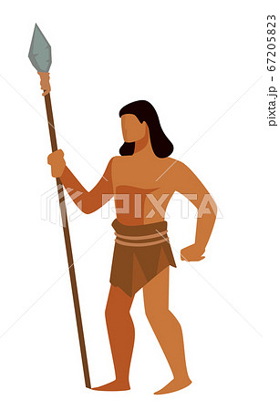 Hunter in ancient society, man with spire for hunting 67205823