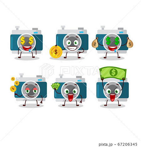 camera pocket cartoon character with cute emoticon bring money 67206345