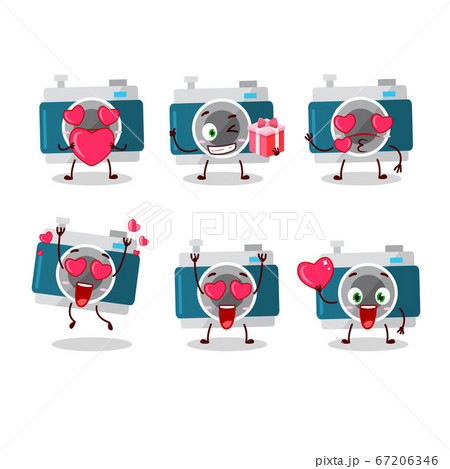 camera pocket cartoon character with love cute emoticon 67206346