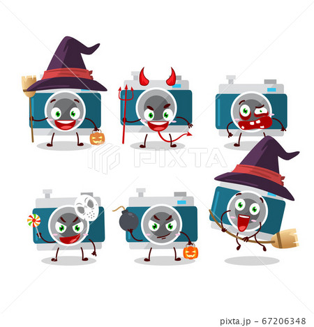Halloween expression emoticons with cartoon character of camera pocket 67206348