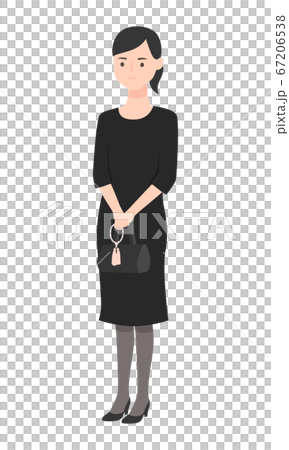 夏用の喪服を着た女性のイラスト のイラスト素材
