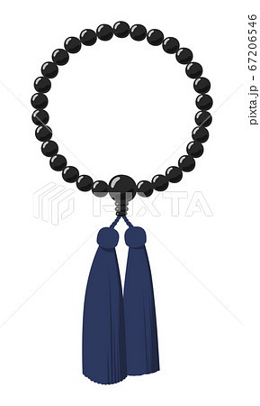 葬式などで使う男性用の黒い数珠のイラスト のイラスト素材