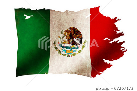 汚れて破れた国旗イラスト メキシコのイラスト素材
