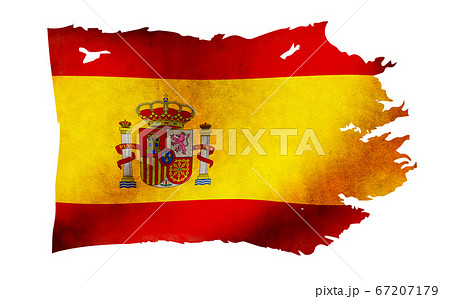 汚れて破れた国旗イラスト スペインのイラスト素材