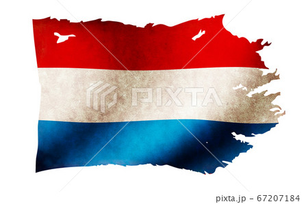 汚れて破れた国旗イラスト オランダのイラスト素材