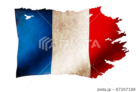 汚れて破れた国旗イラスト フランスのイラスト素材 6771