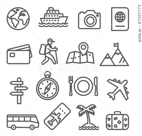 Travel and tourism line icon set on white background 67207773