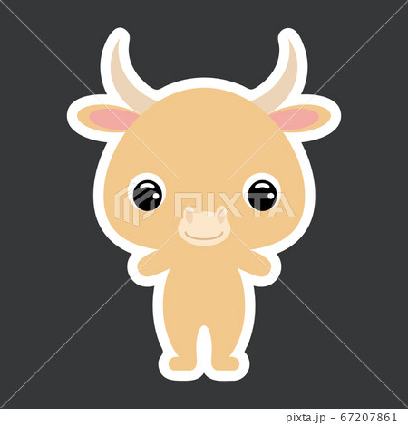 Children's sticker of cute little yak.  67207861